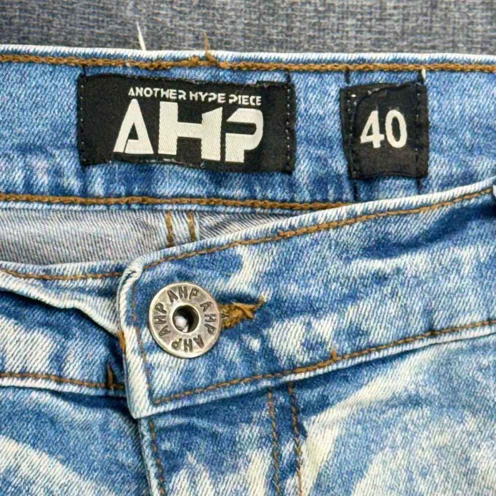 Another Hype Piece Jeans Mens 40 Light Blue Cotton Slim Distressed Acid Wash